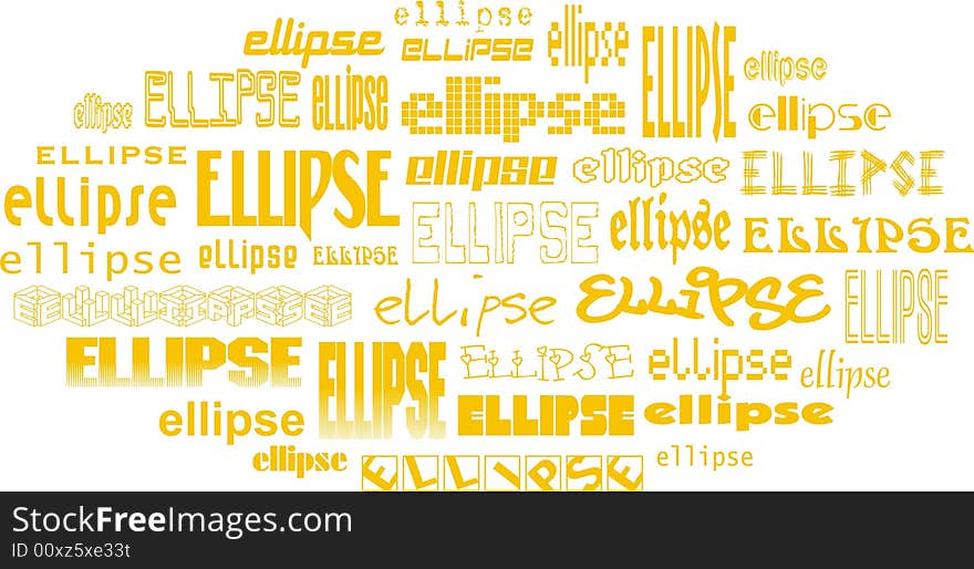 Shape of ellypse made of words ellypse. Shape of ellypse made of words ellypse