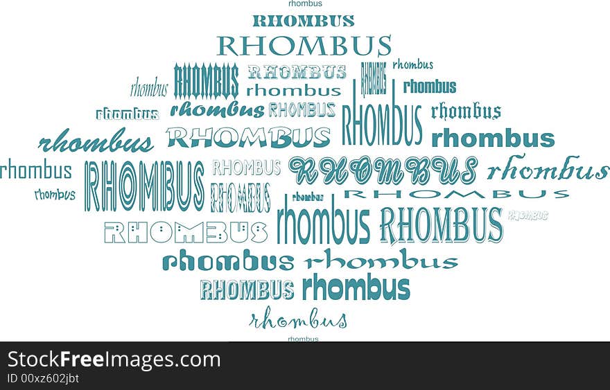 Shape of rhombus made of words rhombus. Shape of rhombus made of words rhombus