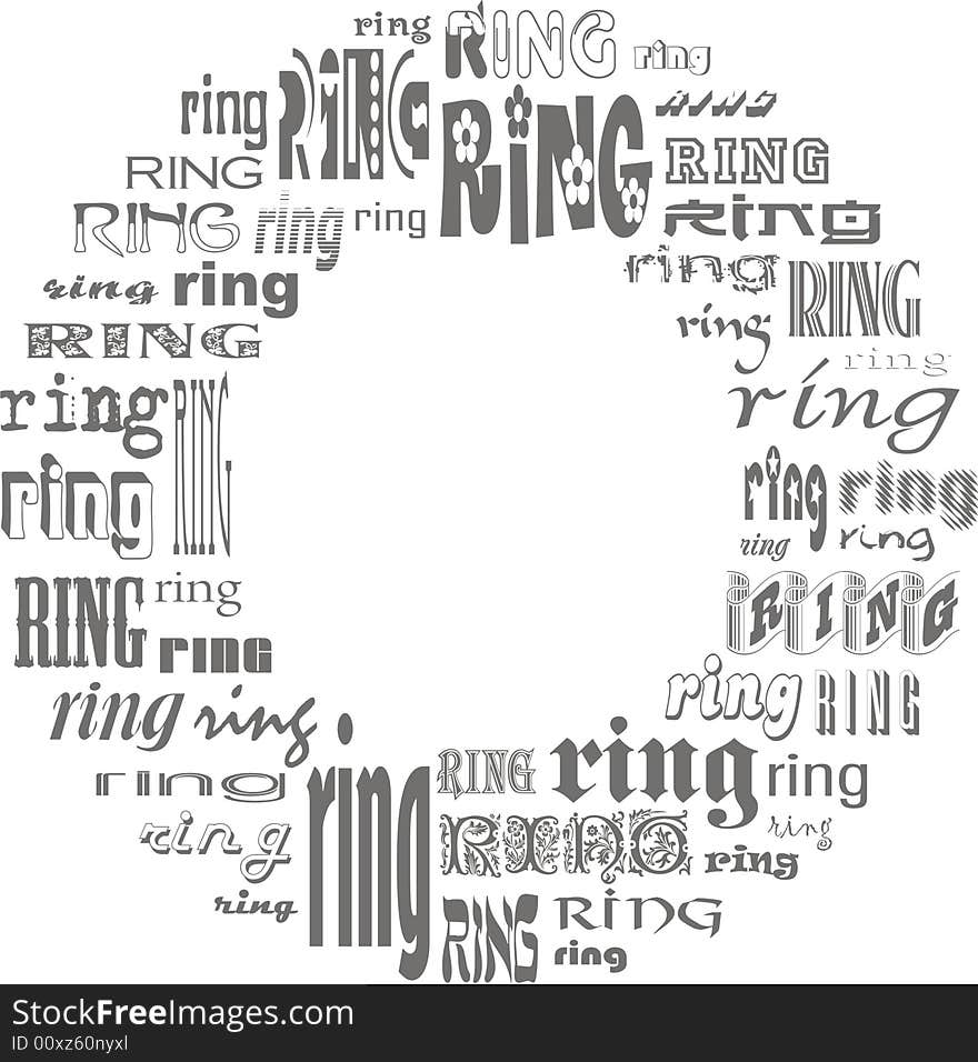 Shape of ring made of words ring. Shape of ring made of words ring