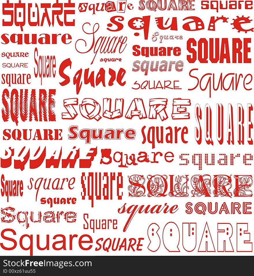 Shape of a square made of words square. Shape of a square made of words square