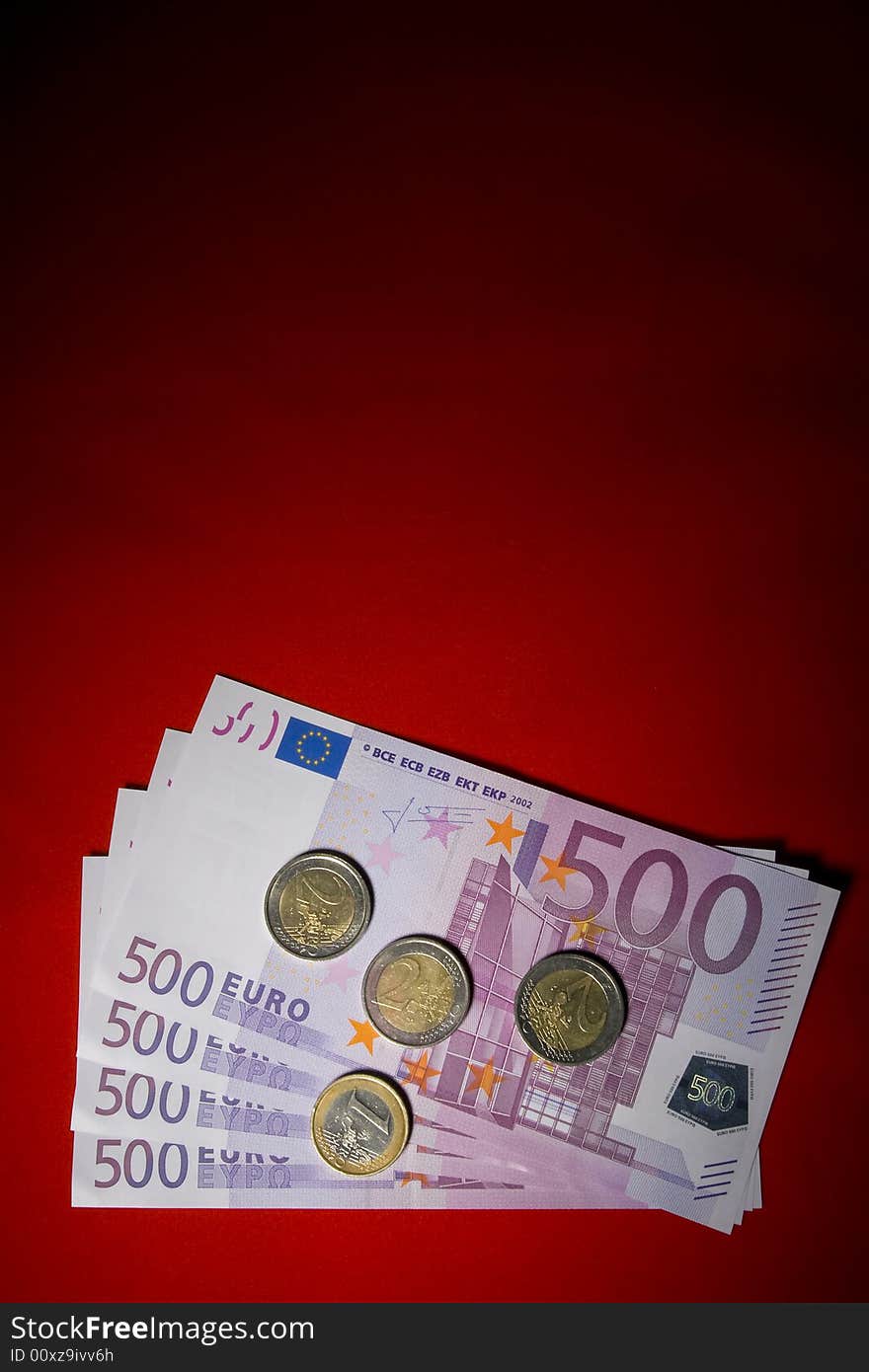 Money on red, euro, coin