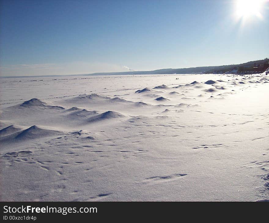 Blue sky and snowy expanses. Blue sky and snowy expanses