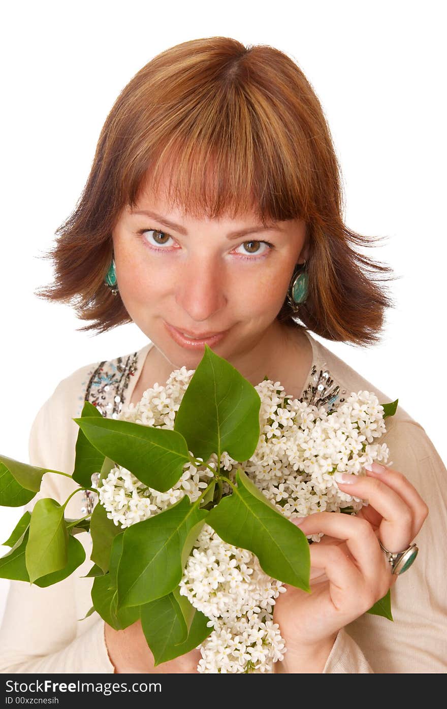 The beautiful girl with flowers