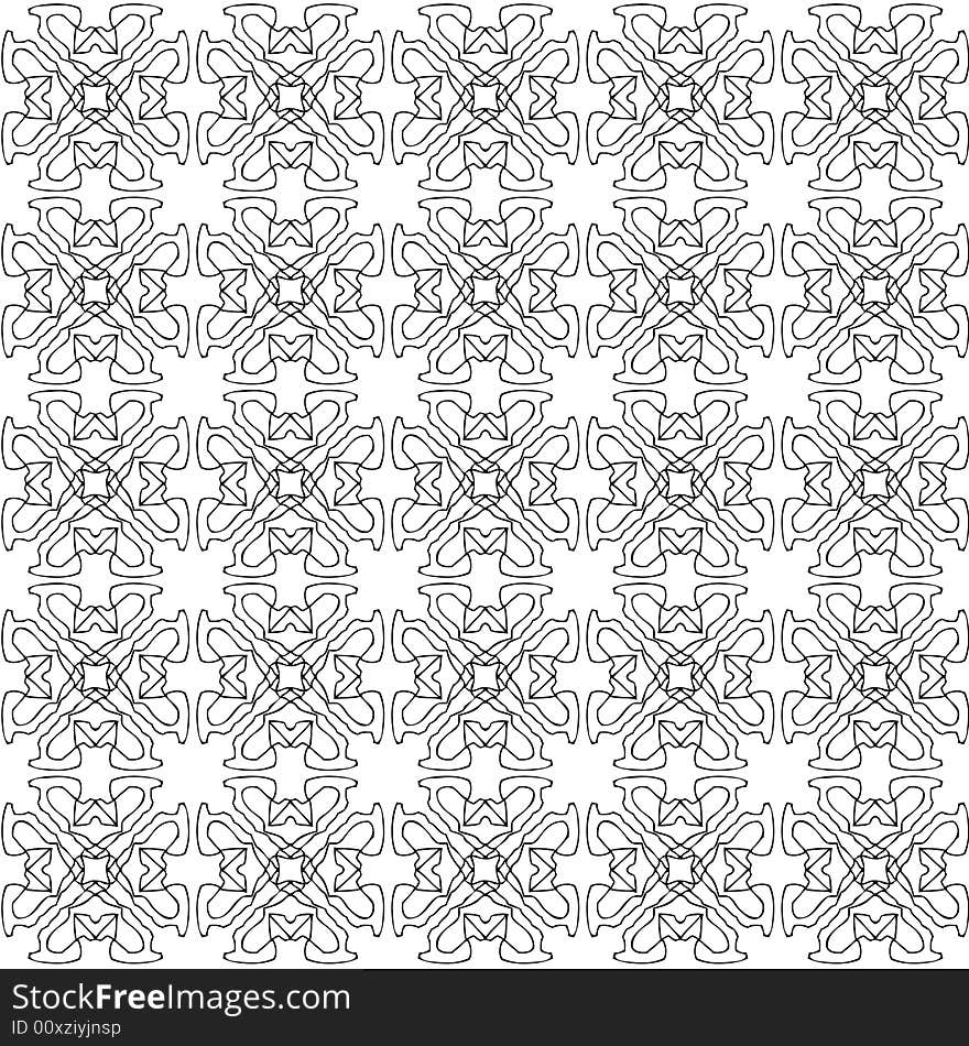 A symmetrical black and white seamless design. A symmetrical black and white seamless design.