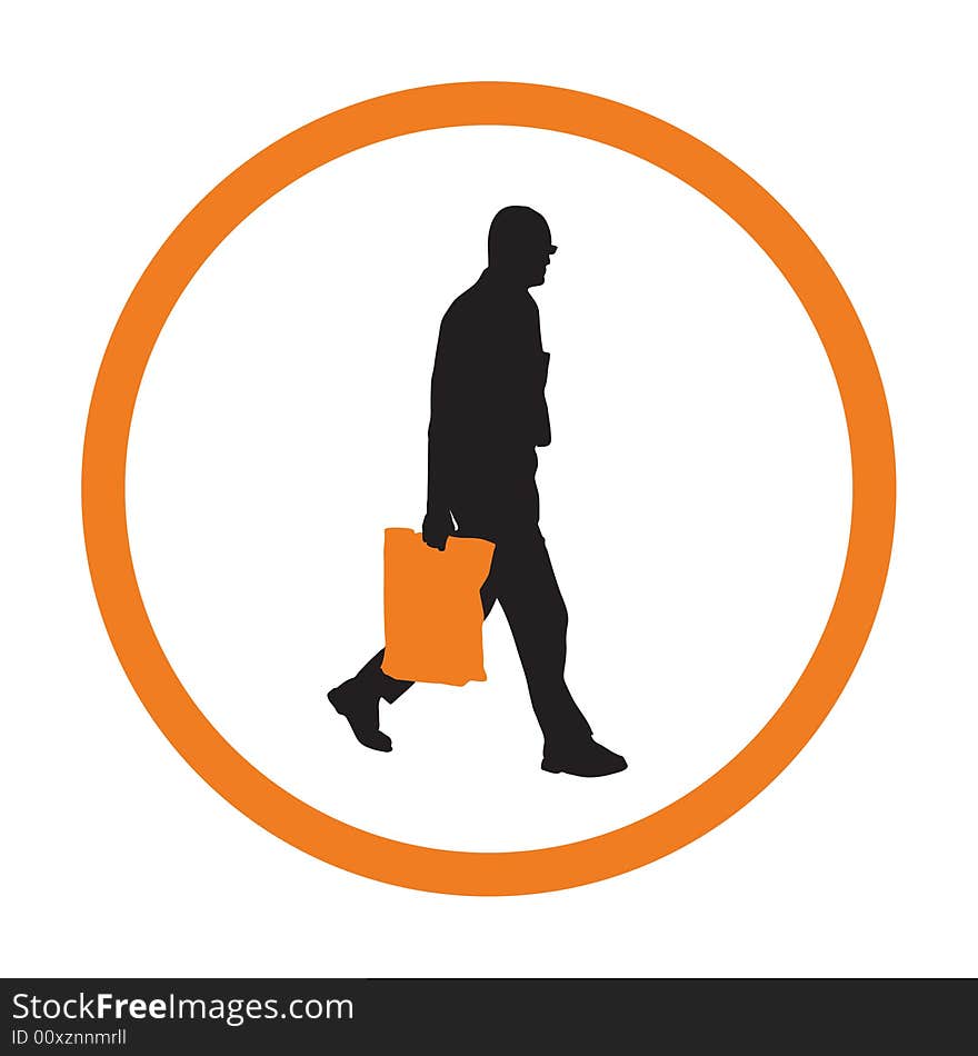 Shopper sign of walking man with bag. Shopper sign of walking man with bag