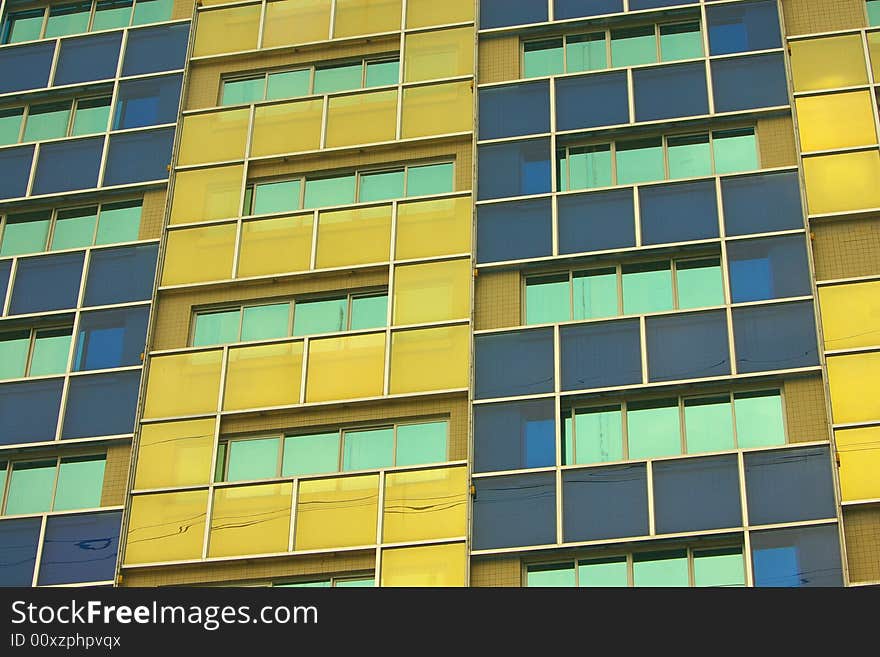 Yellow and blue windows,very beautiful. Yellow and blue windows,very beautiful