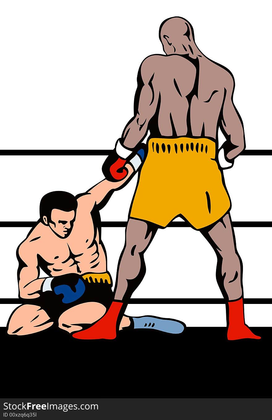 Vector art of a Boxer standing over challenger