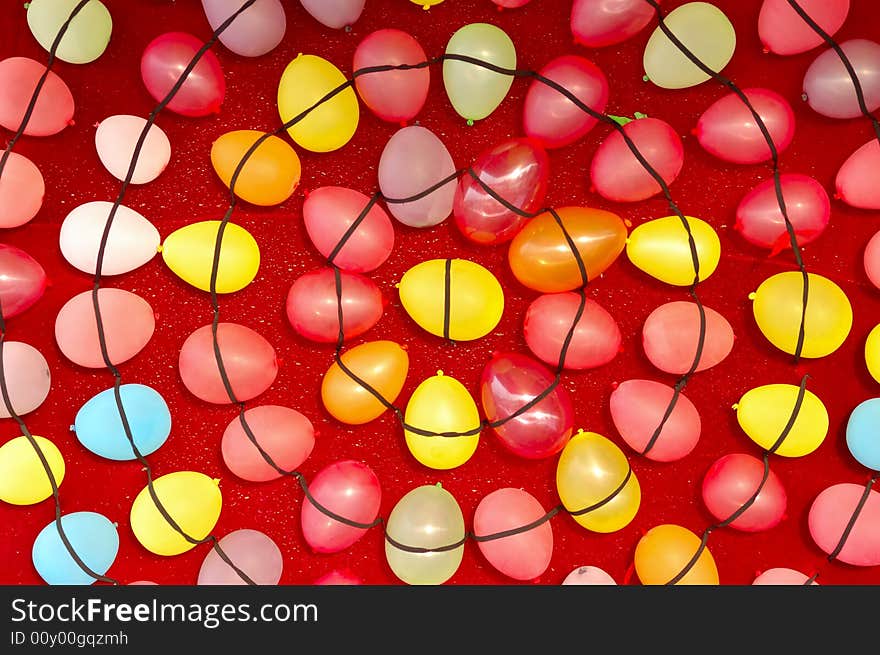 Circular arrangement of colorful balloon