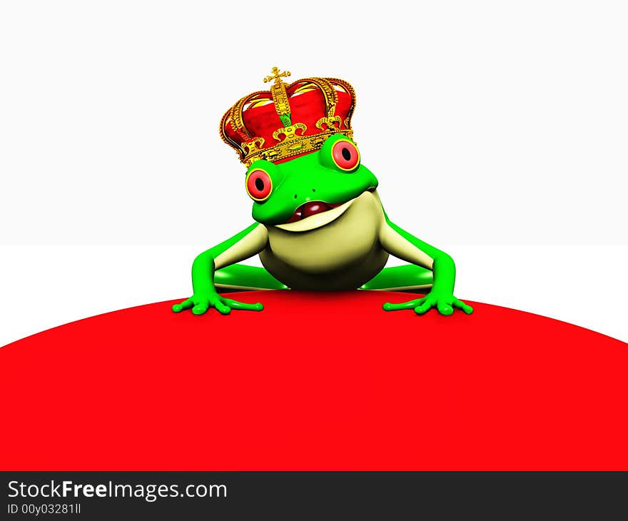 A frog with a crown on his head ready to turn into a prince. A frog with a crown on his head ready to turn into a prince.