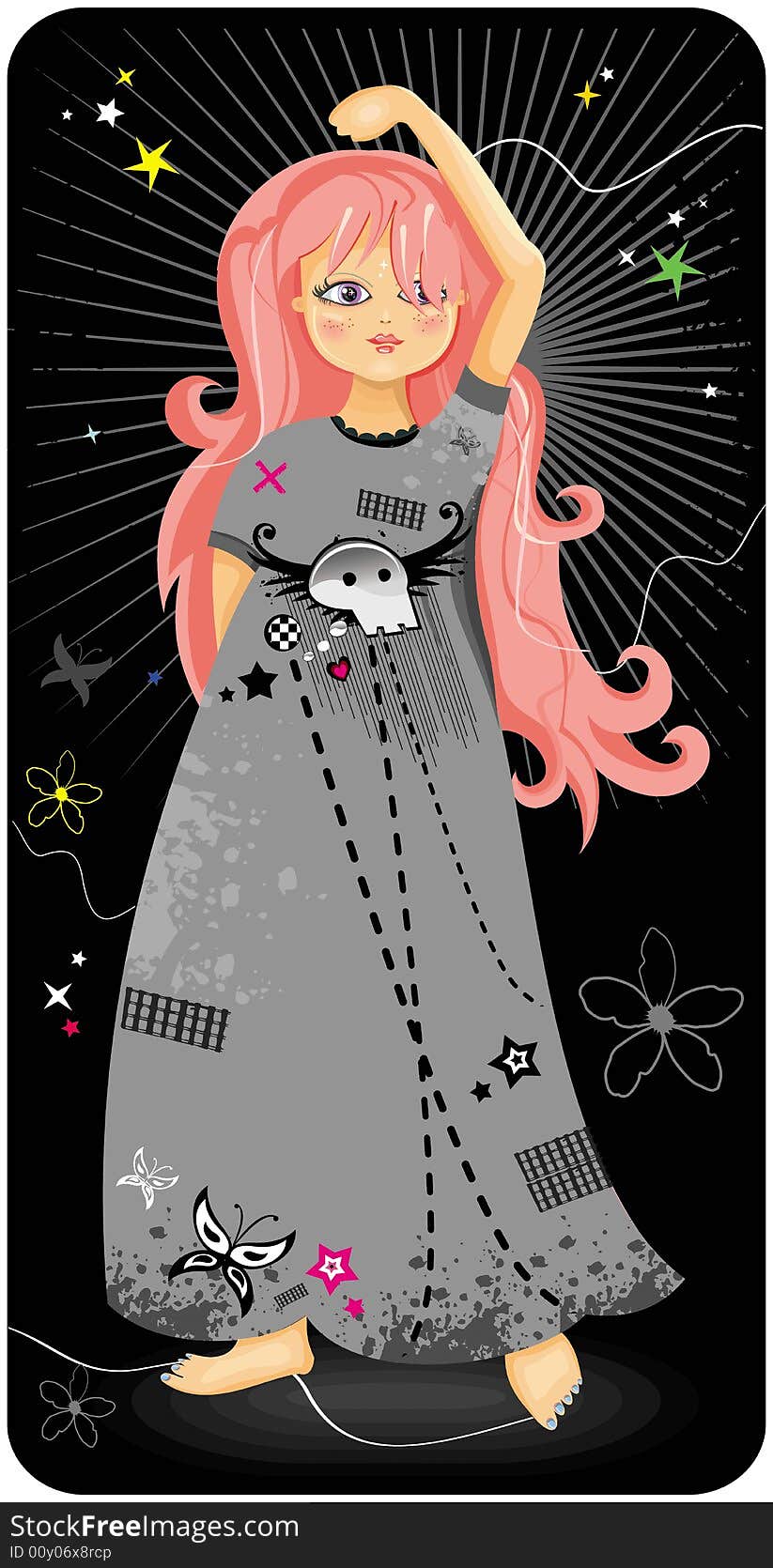 Emo girl with pink hair. To see similar, please visit my gallery.