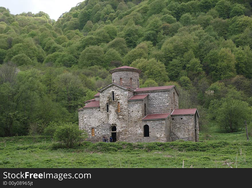 Ancient temple, church located in the mountains of Caucasus, at the place where an ancient alanian city was situated in the 4th century a. c.