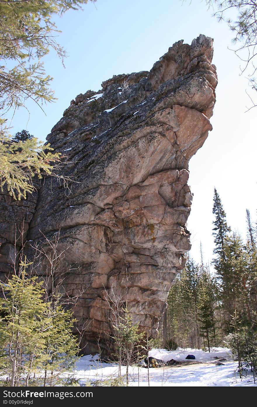 Rock in wood