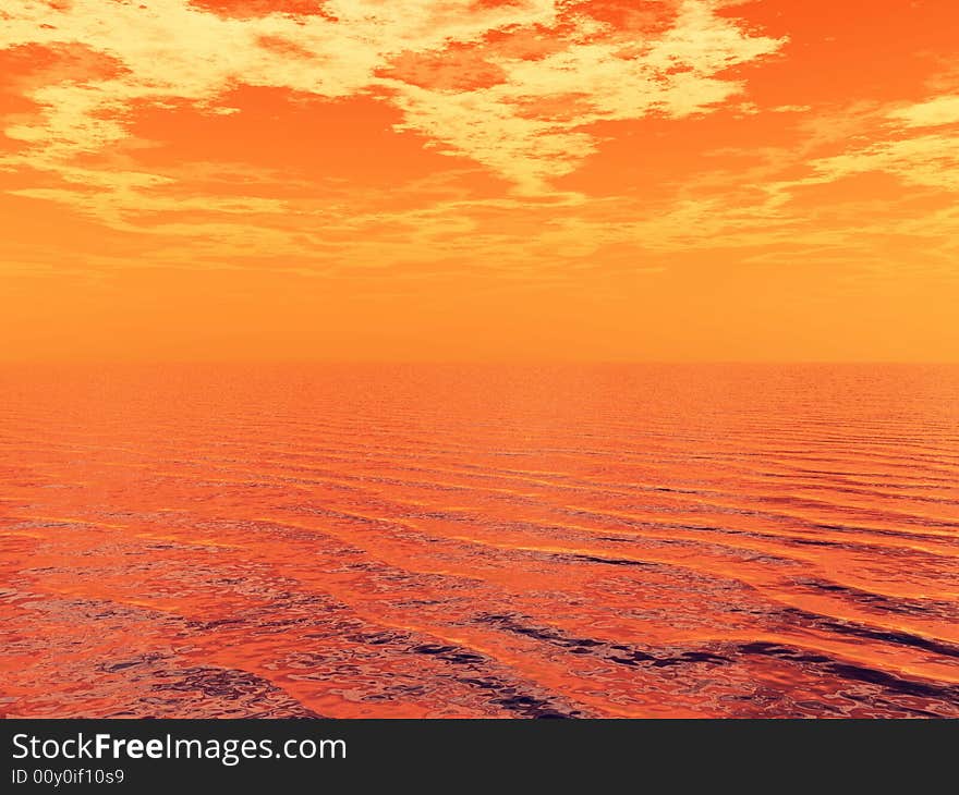 Beautiful sea and sky at sunset - digital artwork. Beautiful sea and sky at sunset - digital artwork