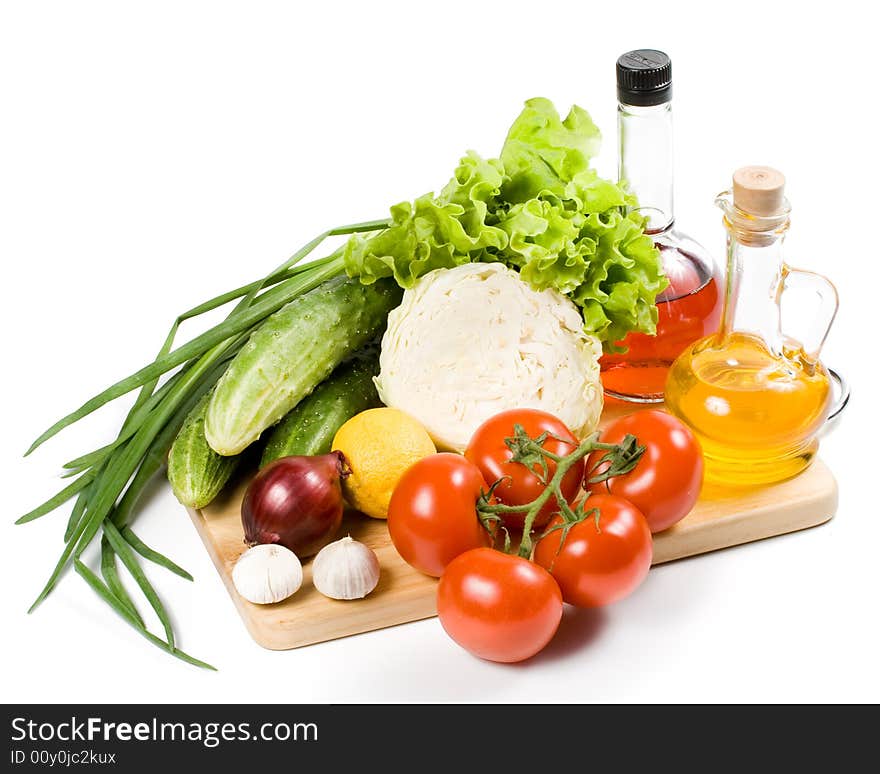 Fresh vegetables isolated on a white background.