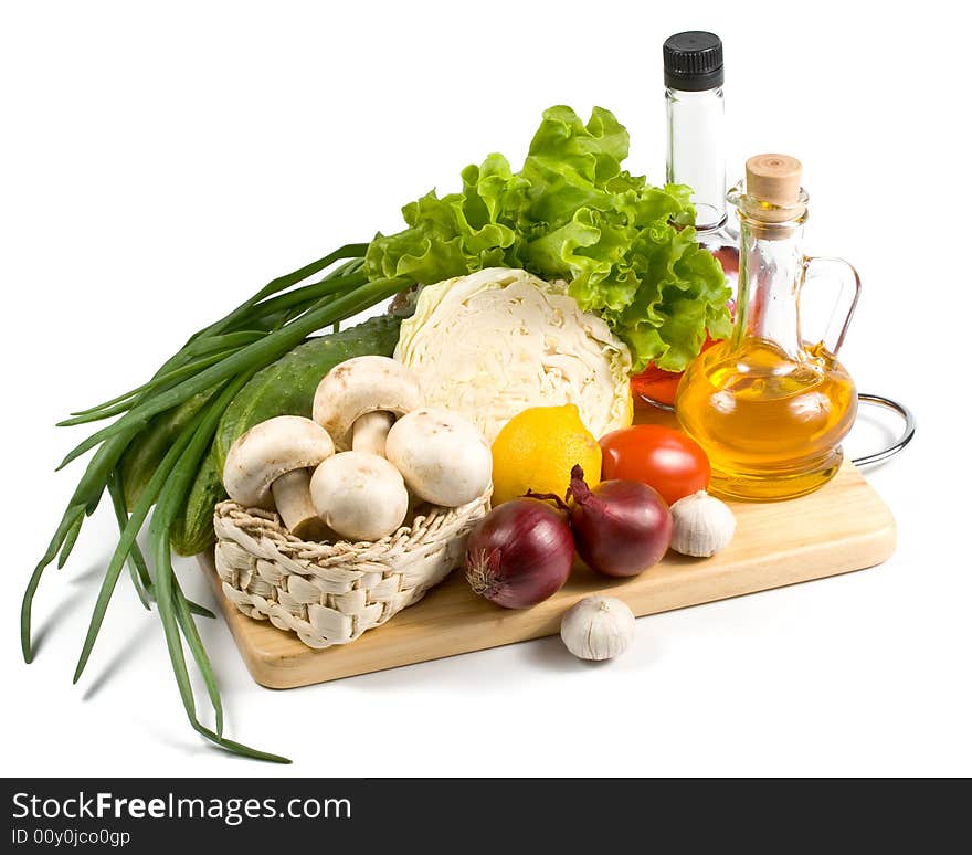 Fresh vegetables isolated on a white background.