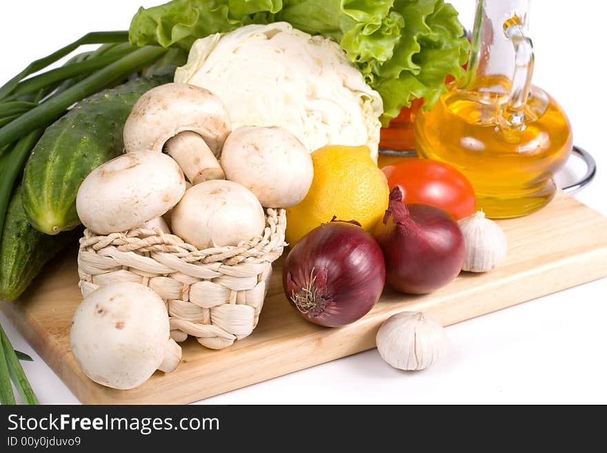 Fresh vegetables isolated on a white background.