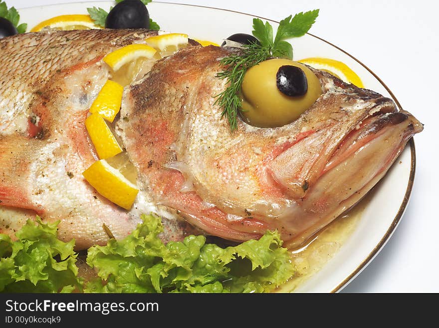 Baked fish isolated