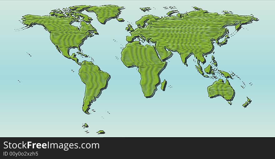 A vector illustrated world map, scalable to any size.