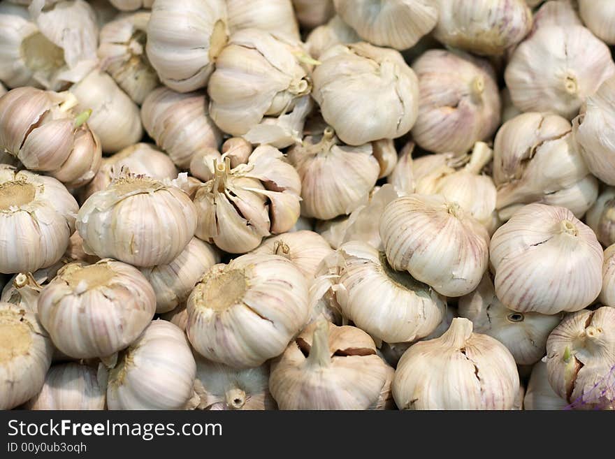 A background full of garlic