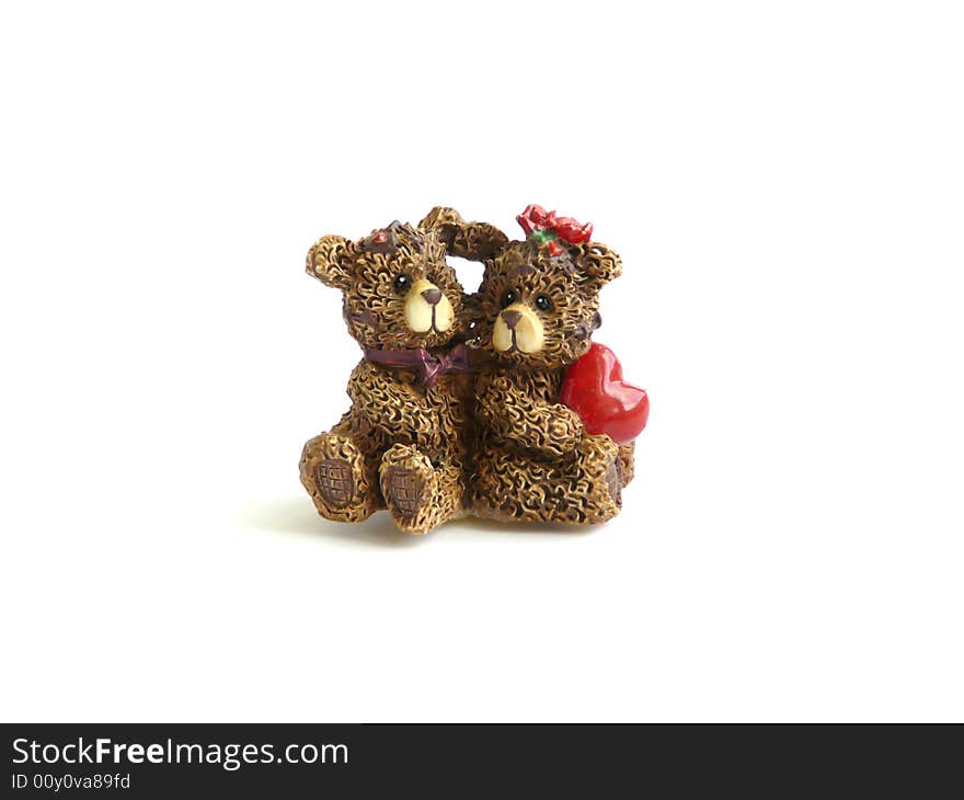 Two decorative bears isolated on the white