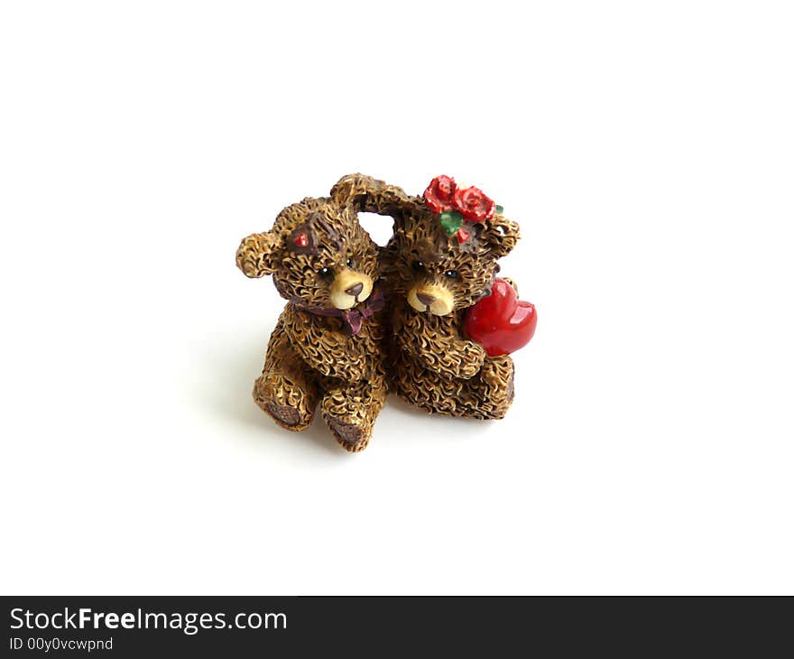 Two decorative bears isolated on the white