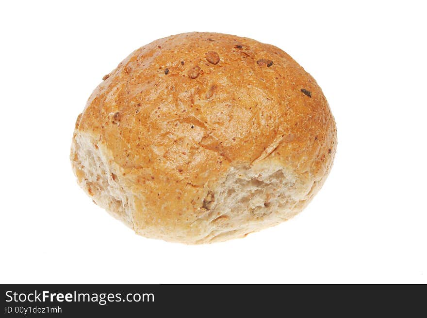 Whole grain bread roll isolated on a white background. Whole grain bread roll isolated on a white background