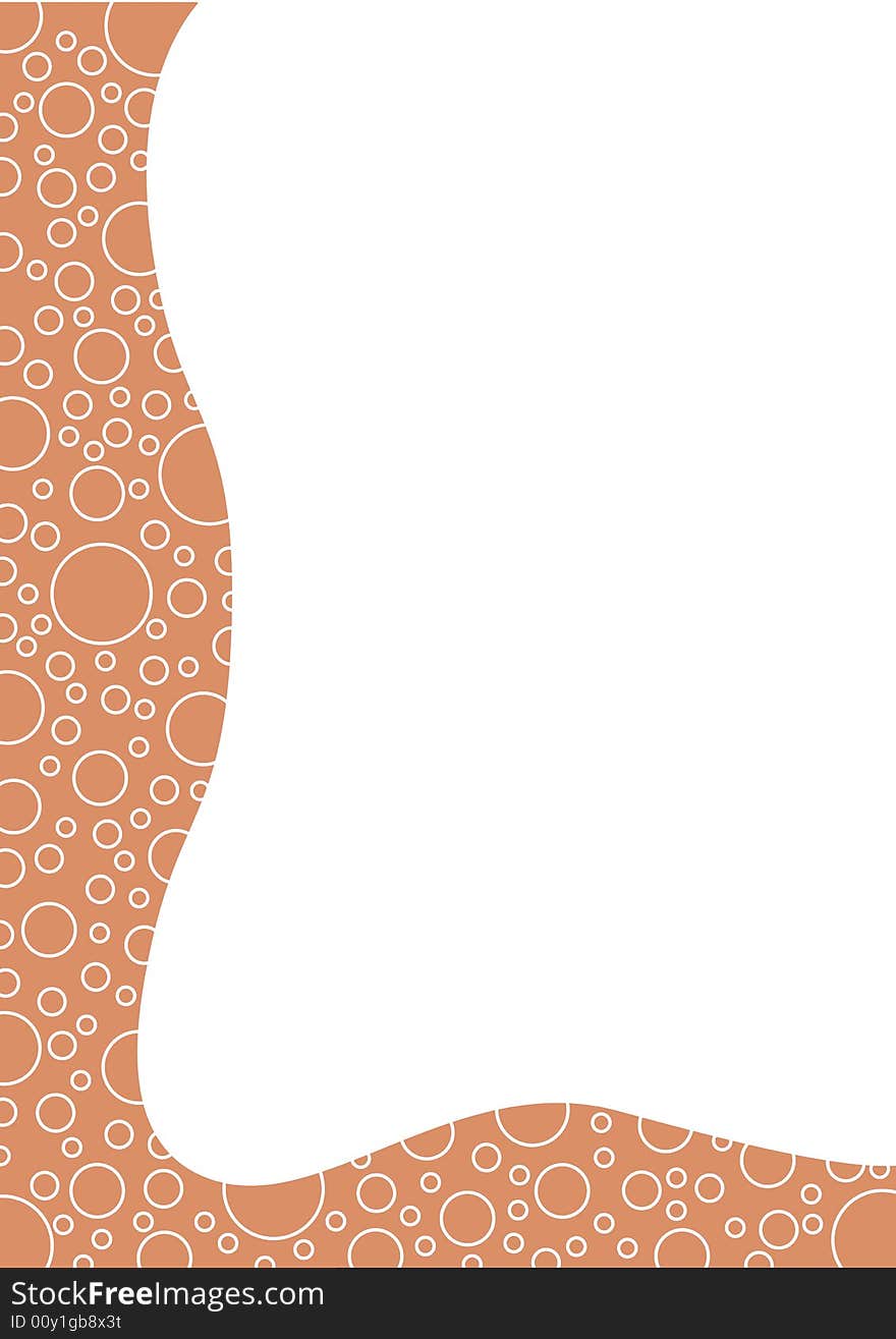 Background with white circles on a orange border on the left and bottom and white place for filling with content. Available as Illustrator-file