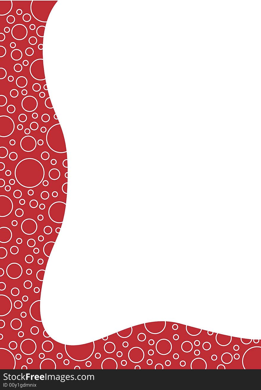 Background with white circles on a red border on the left and bottom and white place for filling with content. Available as Illustrator-file