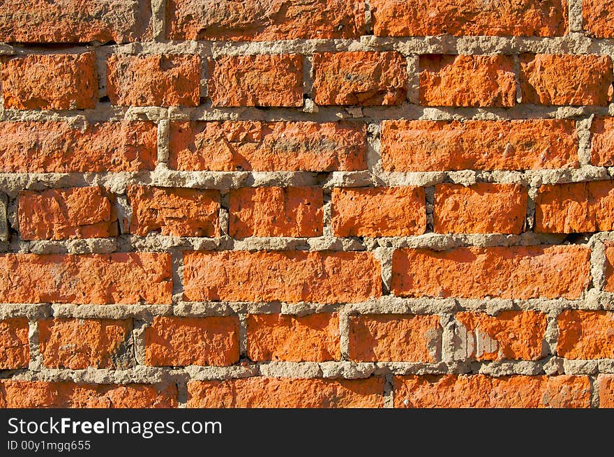 Old red brick wall texture