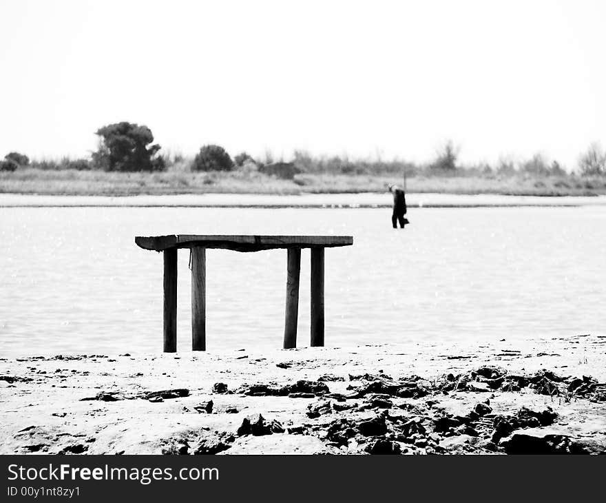 Seaside Black and white scene