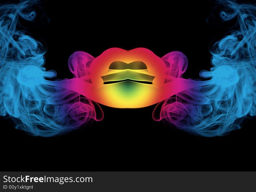 Smoke with colors in black background