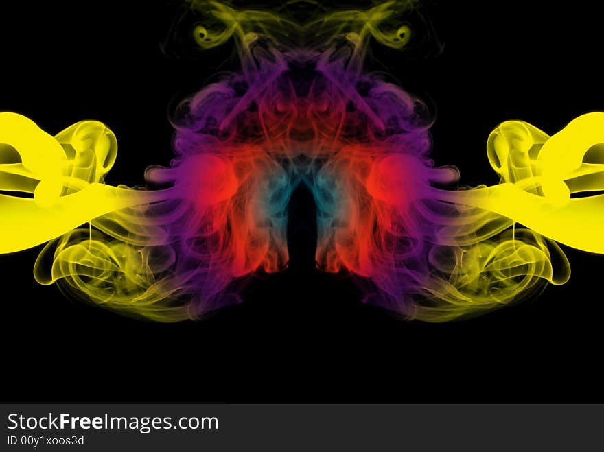 Smoke with colors in black background