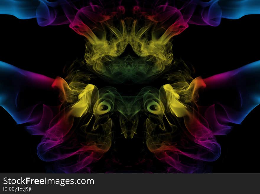 Smoke with colors in black background