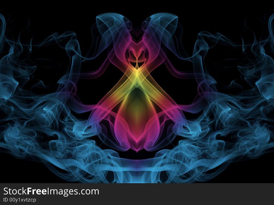 Smoke with colors in black background