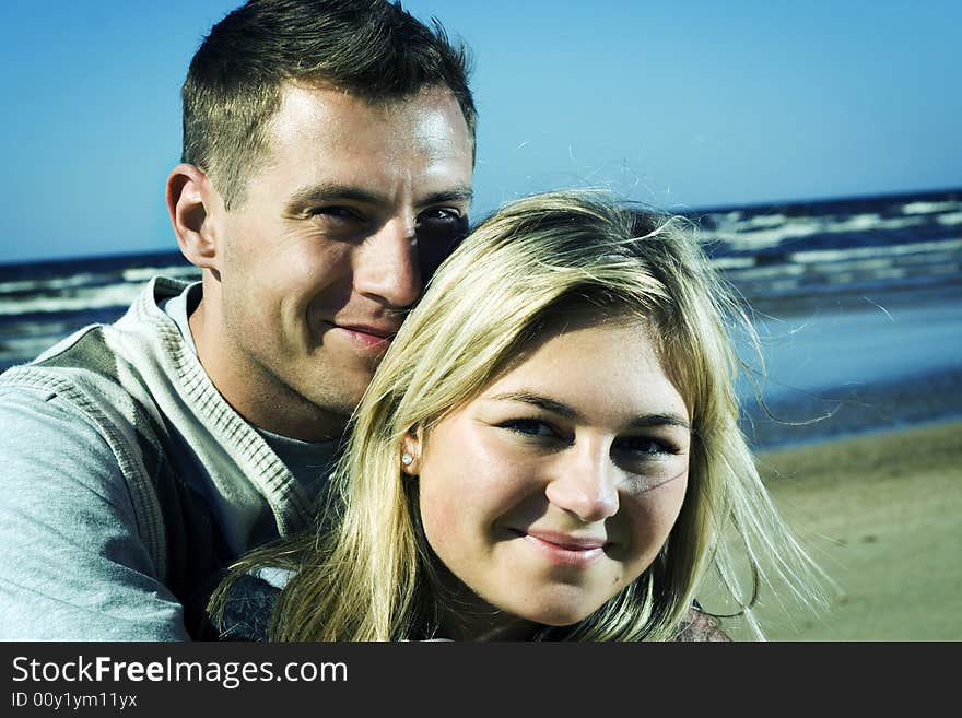 Portrait of young cute couple.