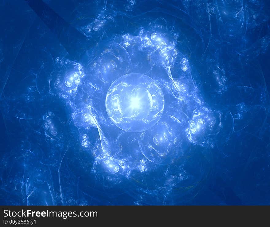 Blue sphere abstract fractal rendering