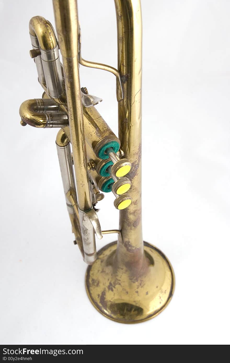 Close up of brass vintage trumpet. Close up of brass vintage trumpet