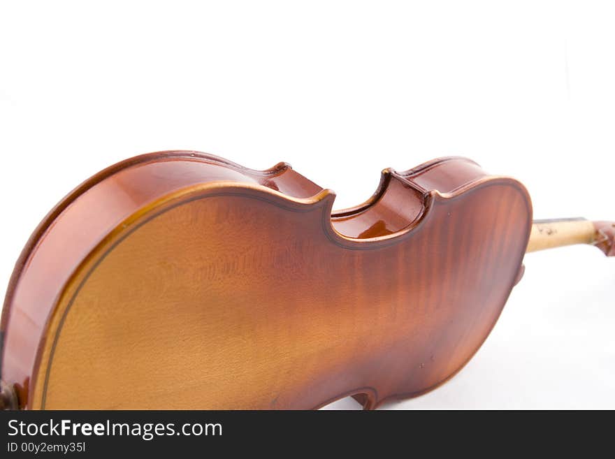 Violin closeup on a white background