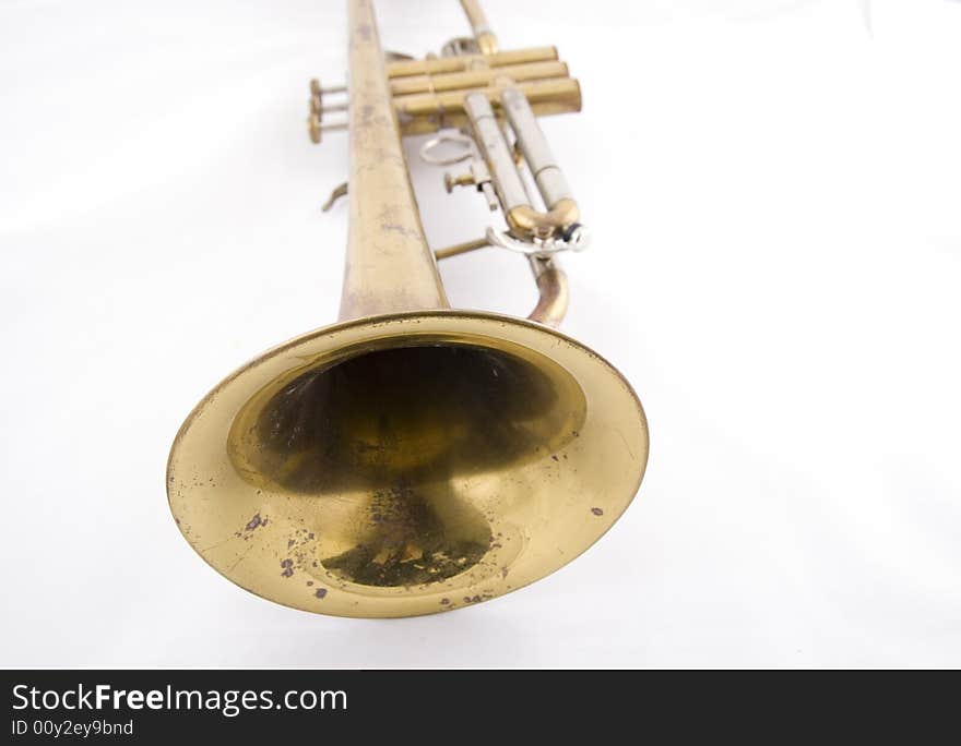 Close up of brass vintage trumpet. Close up of brass vintage trumpet