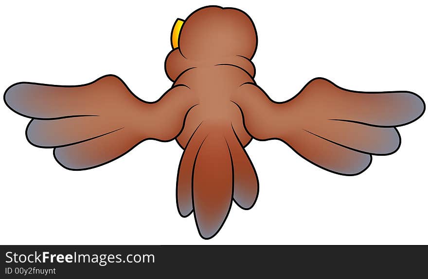 Flying Bird 07_A - brown sparrow illustration as vector