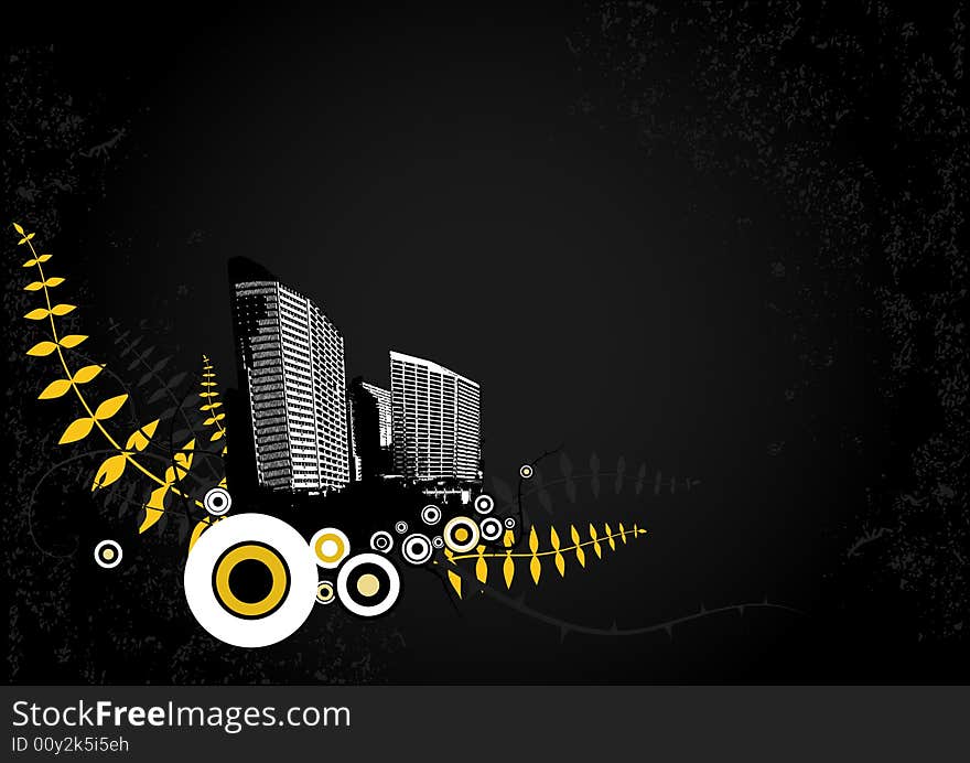 Illustration With City. Vector