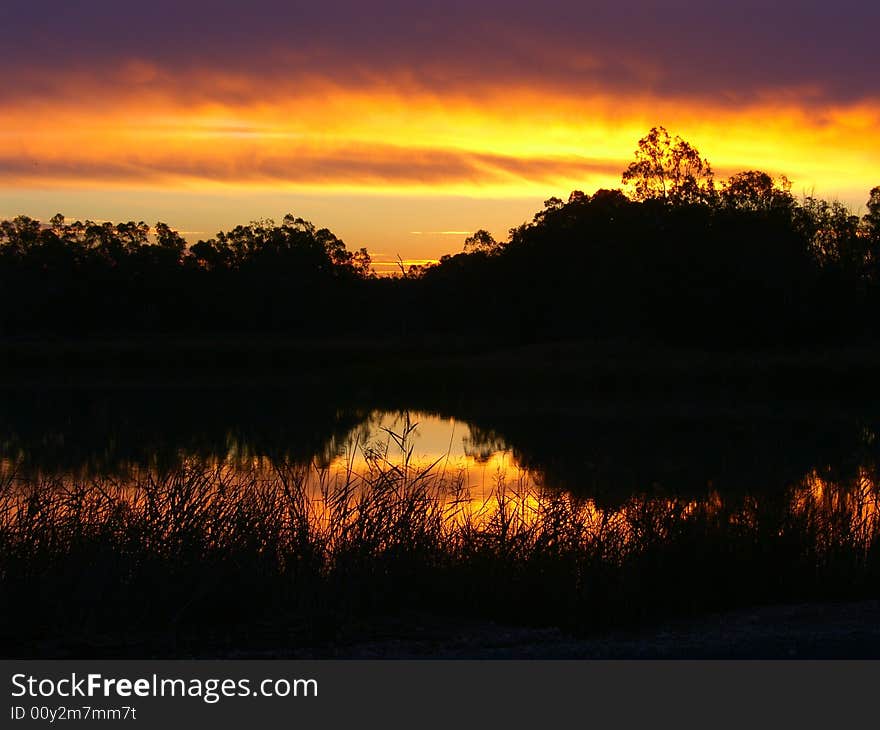 Sunset on the River Murray, Australia. Sunset on the River Murray, Australia.