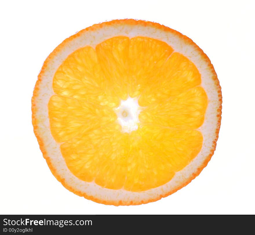 Orange slice isolated on white backgrond