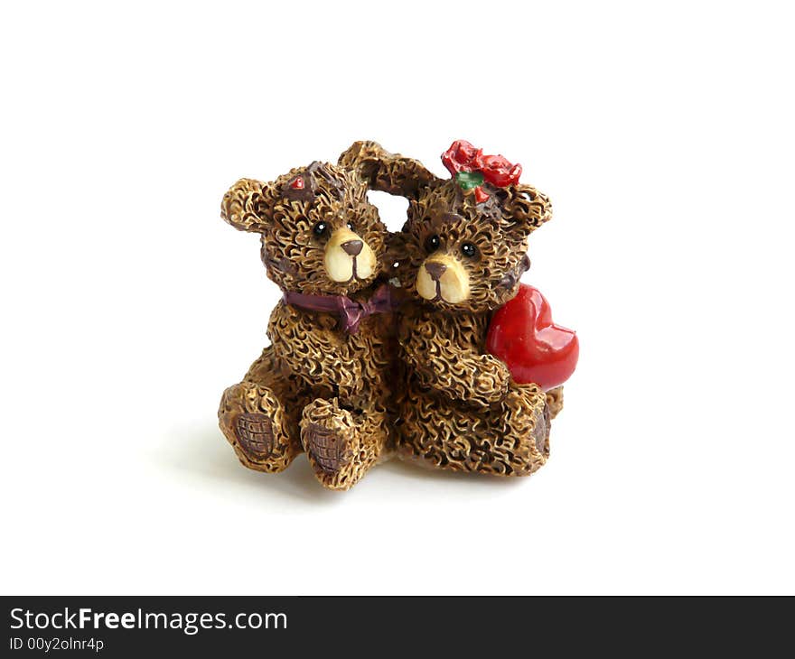 Two decorative bears isolated on the white