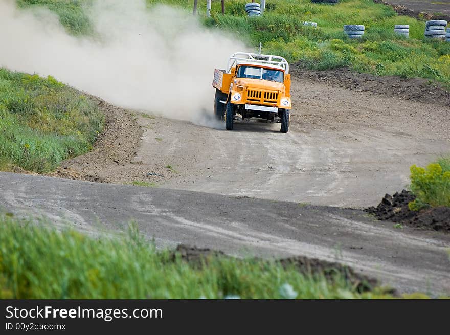 Lorry in competition in rally off-road. Lorry in competition in rally off-road