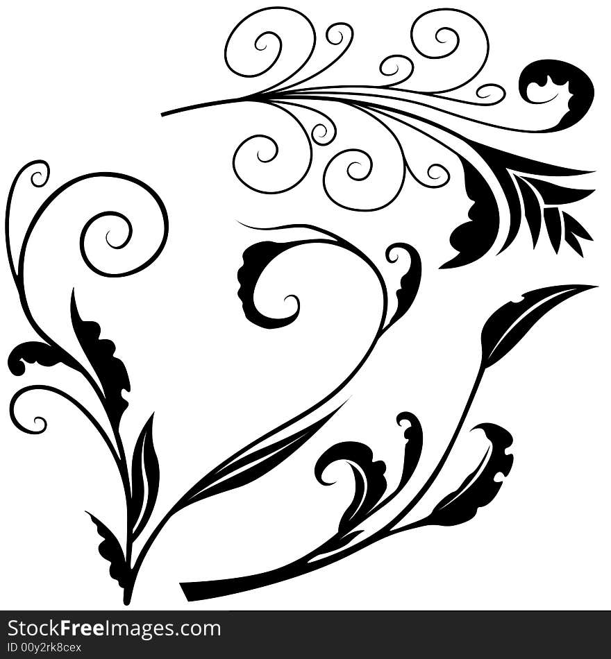 Floral elements H - popular floral segments in vector illustration