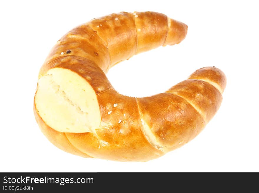 Salted croissant on white