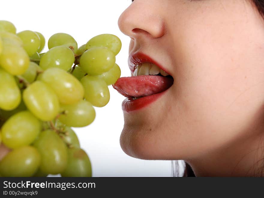 Grape and woman