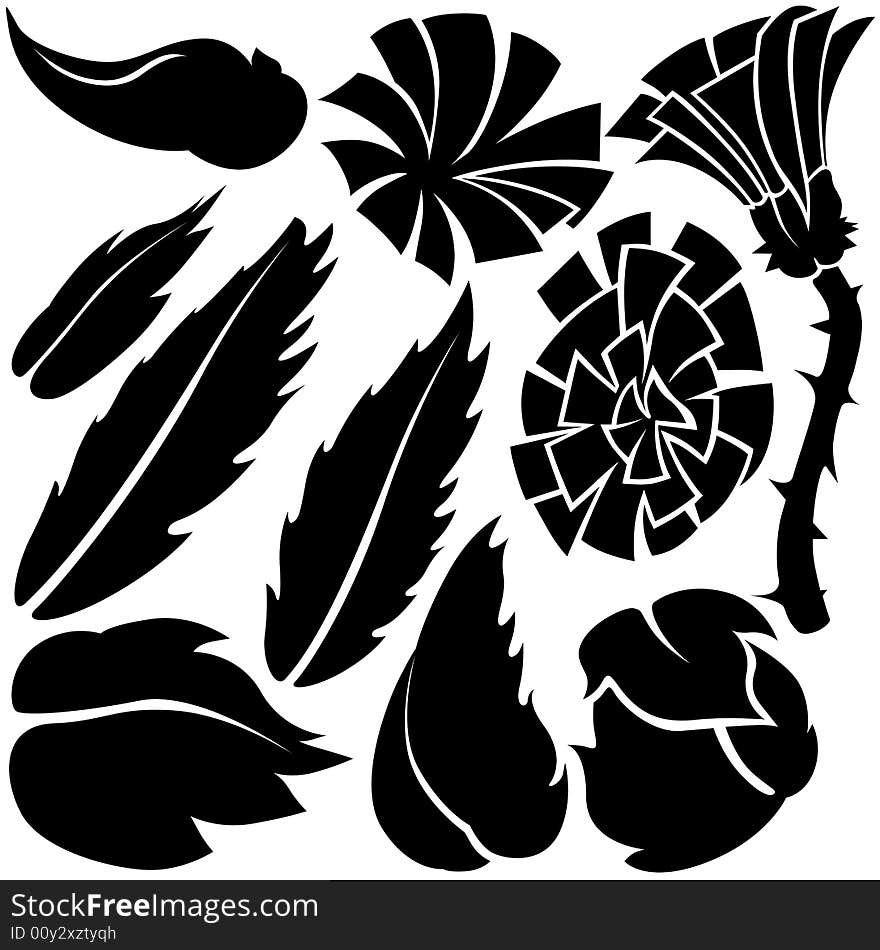 Flower elements E - plant segments as vector parts