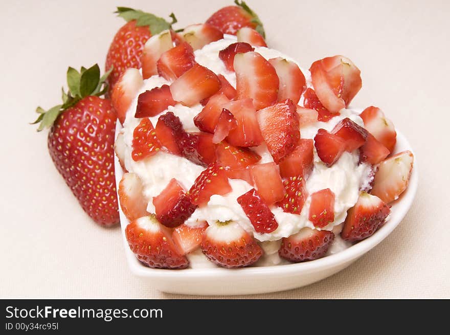 Dessert from a strawberry with a cream. Dessert from a strawberry with a cream.